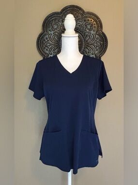 Healing Hands Navy Women's Scrub Top with Front Pockets